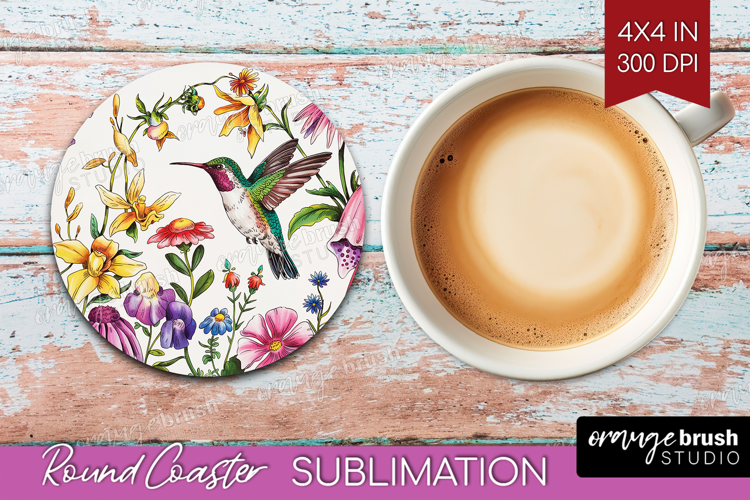 Summer Flowers Round Coaster - Floral Coaster PNG