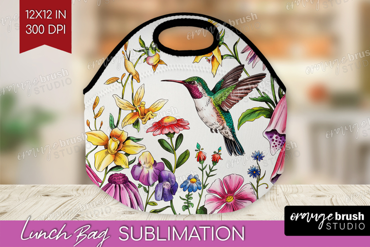 Summer Flowers Lunch Bag - Floral Lunch Bug PNG Sublimation