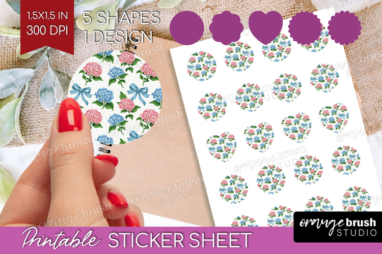 Summer Flowers Round Sticker - Floral Printable Sticker