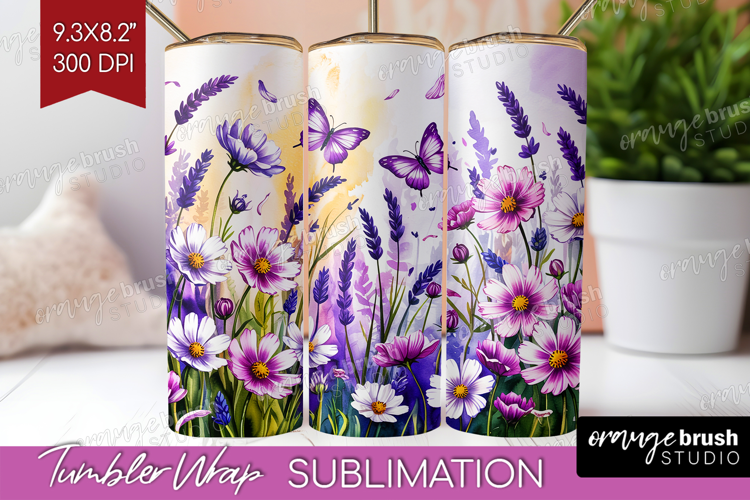 Summer Flowers Tumbler Wrap - Floral Tumbler PNG Sublimation