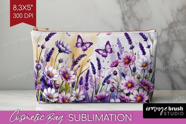 Summer Flowers Cosmetic Bag - Floral Makeup Bag PNG