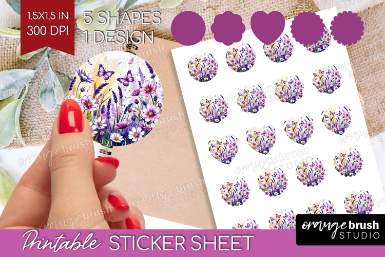 Summer Flowers Round Sticker - Floral Printable Sticker
