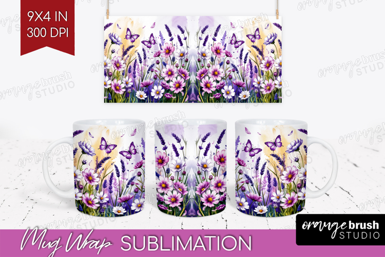 Summer Flowers Mug Wrap - Floral Mug PNG Sublimation