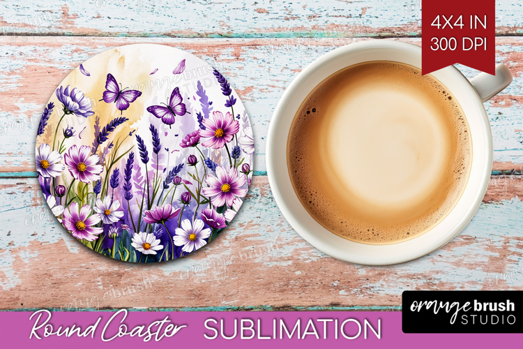 Summer Flowers Round Coaster - Floral Coaster PNG