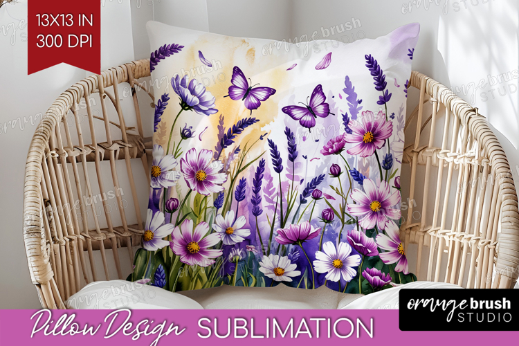 Summer Flowers Pillow Sublimation - Floral Pillow Cover PNG