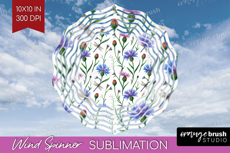 Summer Flowers Wind Spinner Sublimation PNG - Floral Round