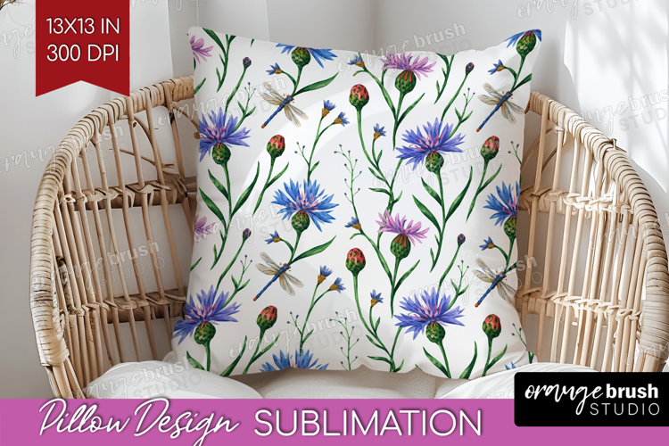 Summer Flowers Pillow Sublimation - Floral Pillow Cover PNG