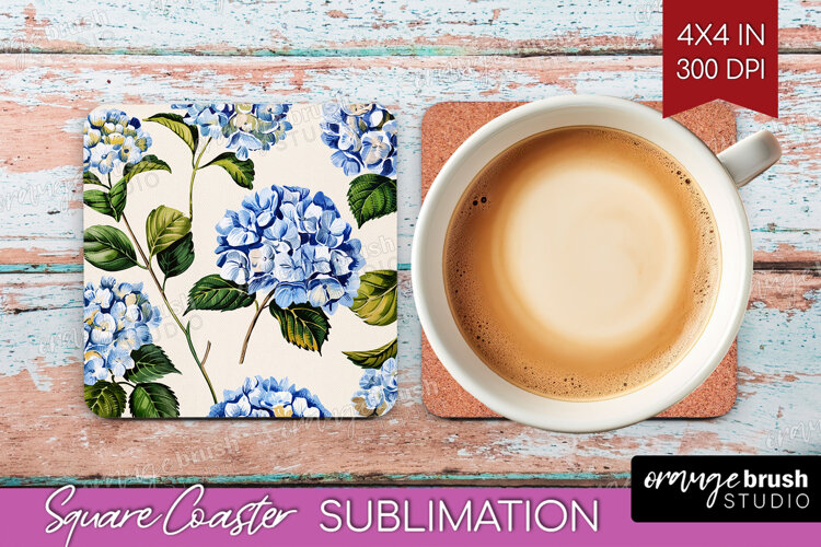 Summer Flowers Square Coaster - Floral Coaster PNG example image 1
