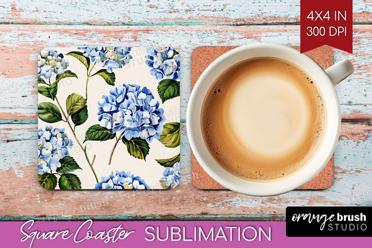 Summer Flowers Square Coaster - Floral Coaster PNG