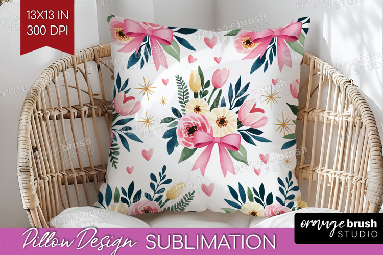 Summer Flowers Pillow Sublimation - Floral Pillow Cover PNG