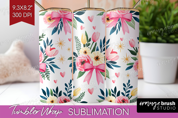Summer Flowers Tumbler Wrap - Floral Tumbler PNG Sublimation