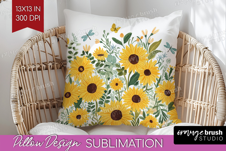 Summer Flowers Pillow Sublimation - Floral Pillow Cover PNG