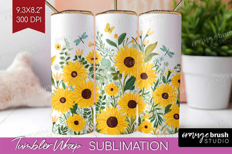 Summer Flowers Tumbler Wrap - Floral Tumbler PNG Sublimation