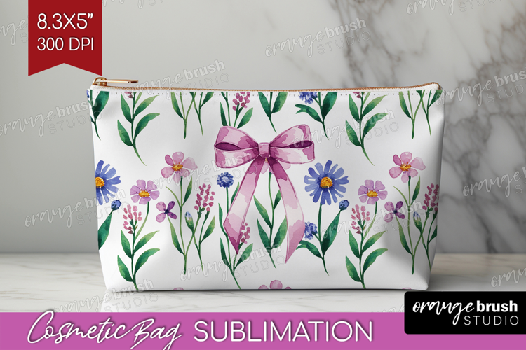 Summer Flowers Cosmetic Bag - Floral Makeup Bag PNG