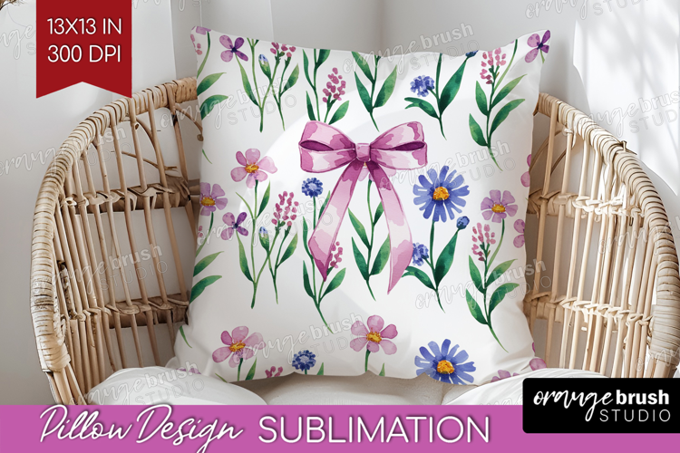 Summer Flowers Pillow Sublimation - Floral Pillow Cover PNG