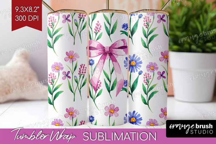 Summer Flowers Tumbler Wrap - Floral Tumbler PNG Sublimation