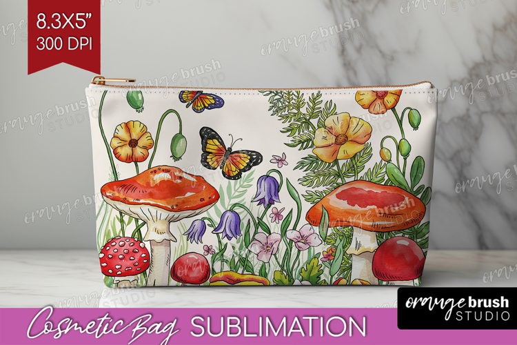Summer Flowers Cosmetic Bag - Floral Makeup Bag PNG
