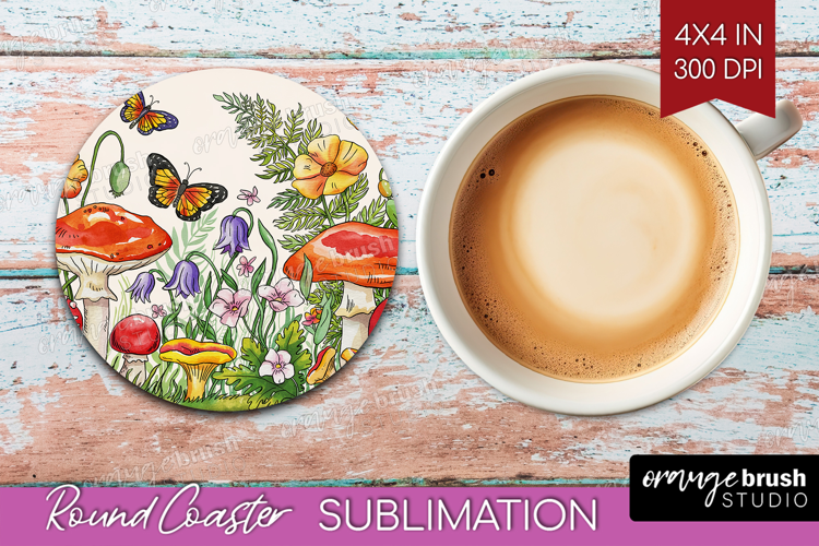 Summer Flowers Round Coaster - Floral Coaster PNG