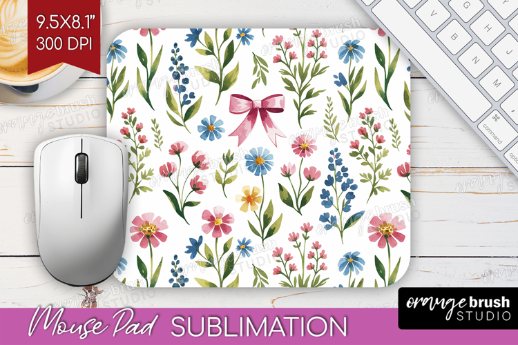 Summer Flowers Mouse Pad Sublimation - Floral Mousepad PNG
