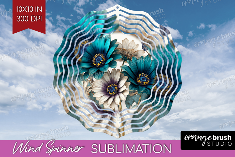 3D Flowers Wind Spinner Sublimation PNG - Summer Round