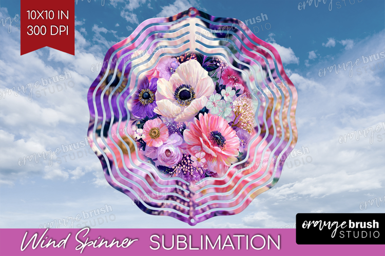 3D Flowers Wind Spinner Sublimation PNG - Summer Round