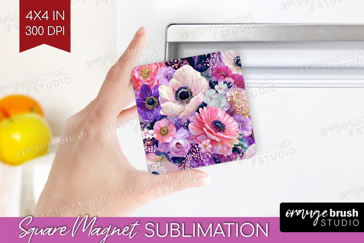 3D Flowers Magnet Sublimation - Summer Square Magnet PNG