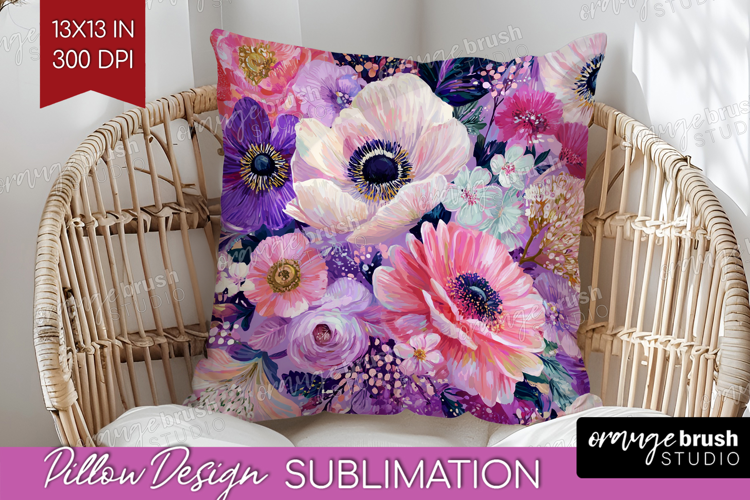 3D Flowers Pillow Sublimation - Summer Pillow Cover PNG