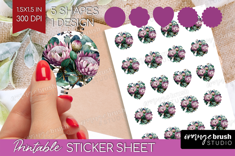 3D Flowers Round Sticker - Summer Printable Sticker Sheet