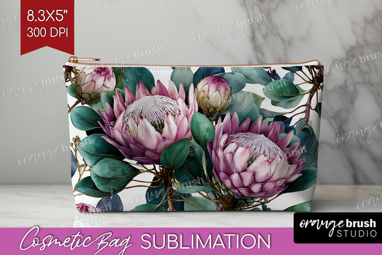 3D Flowers Cosmetic Bag - Summer Makeup Bag PNG Sublimation example image 1