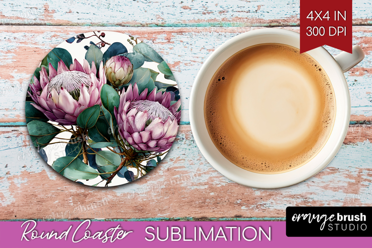 3D Flowers Round Coaster - Summer Coaster PNG Sublimation