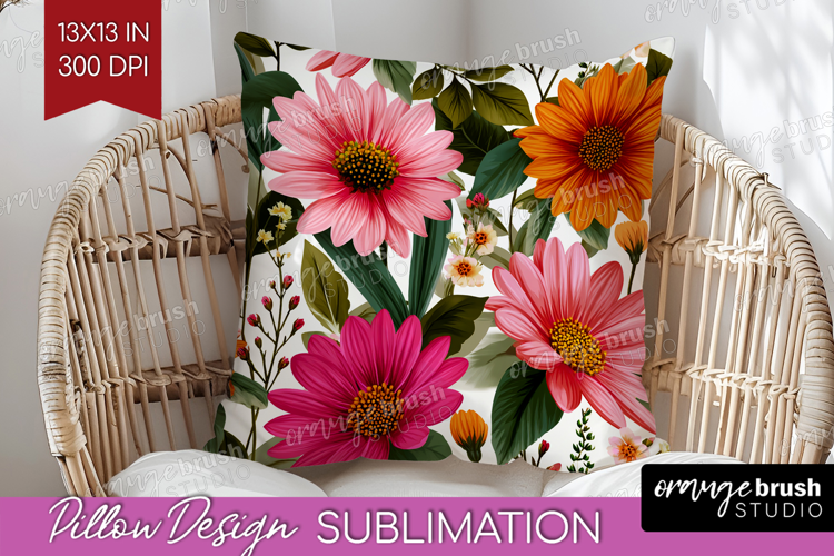 3D Flowers Pillow Sublimation - Summer Pillow Cover PNG