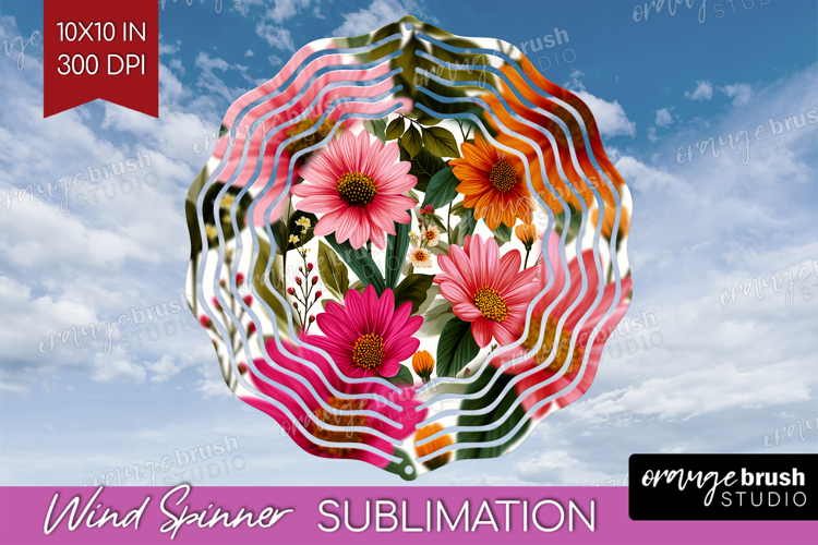 3D Flowers Wind Spinner Sublimation PNG - Summer Round