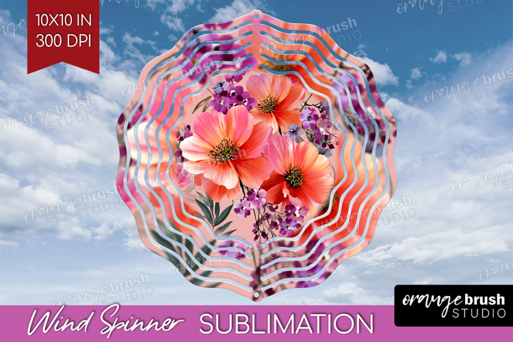 3D Flowers Wind Spinner Sublimation PNG - Summer Round