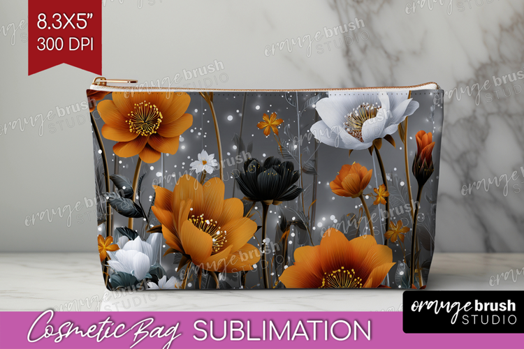 3D Flowers Cosmetic Bag - Summer Makeup Bag PNG Sublimation