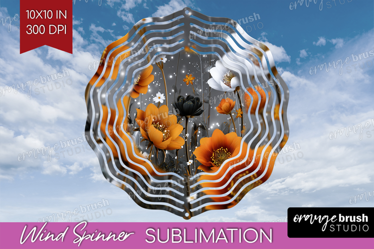 3D Flowers Wind Spinner Sublimation PNG - Summer Round