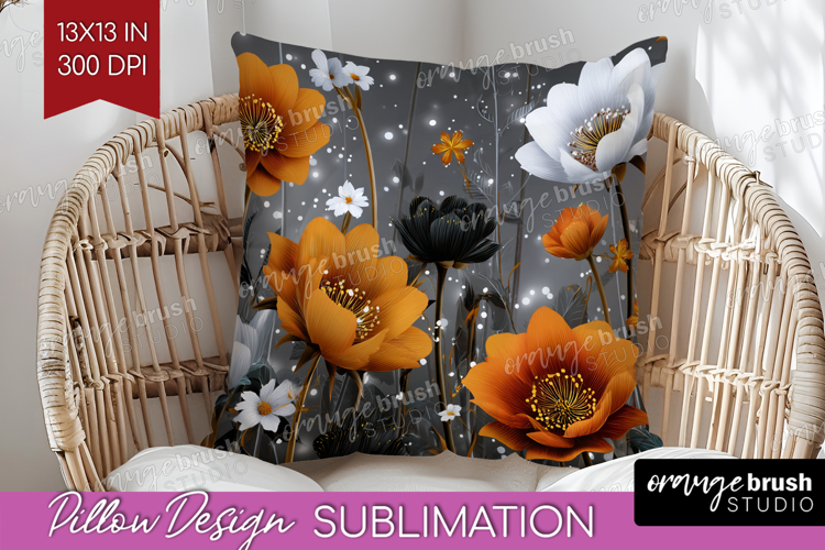 3D Flowers Pillow Sublimation - Summer Pillow Cover PNG
