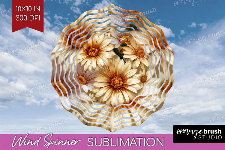 3D Flowers Wind Spinner Sublimation PNG - Summer Round