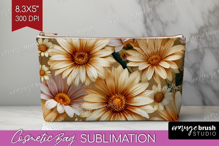 3D Flowers Cosmetic Bag - Summer Makeup Bag PNG Sublimation