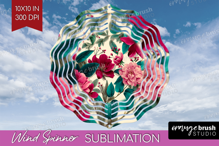 3D Flowers Wind Spinner Sublimation PNG - Summer Round