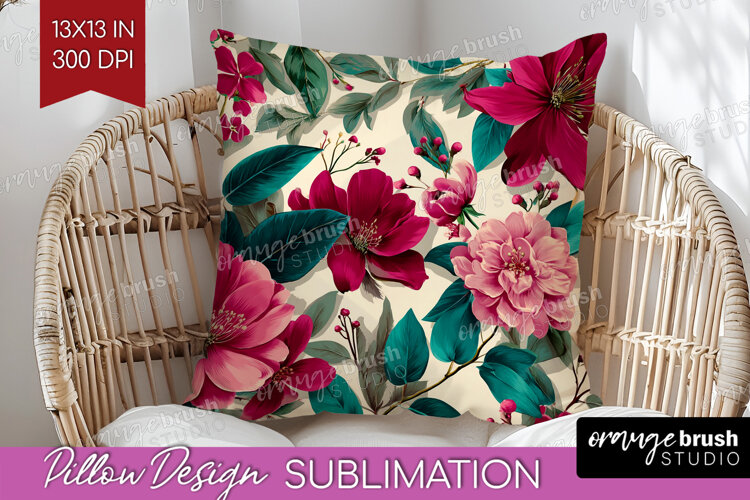 3D Flowers Pillow Sublimation - Summer Pillow Cover PNG example image 1
