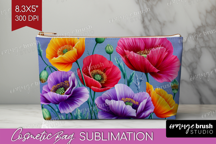 3D Flowers Cosmetic Bag - Summer Makeup Bag PNG Sublimation
