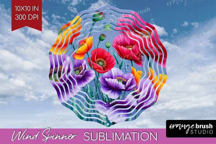 3D Flowers Wind Spinner Sublimation PNG - Summer Round