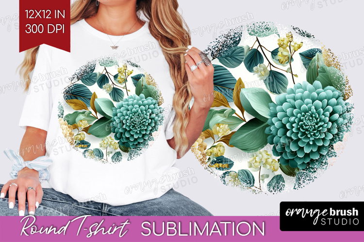 3D Flowers Round Tshirt Background - Summer PNG Sublimation