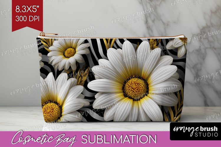 3D Flowers Cosmetic Bag - Summer Makeup Bag PNG Sublimation