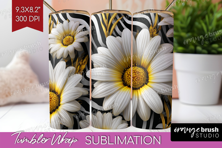 3D Flowers Tumbler Wrap - Summer Tumbler PNG Sublimation