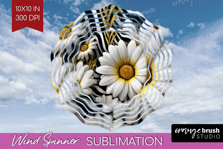 3D Flowers Wind Spinner Sublimation PNG - Summer Round
