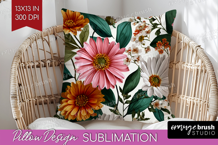 3D Flowers Pillow Sublimation - Summer Pillow Cover PNG