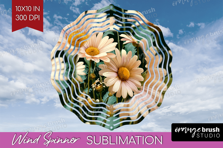 3D Flowers Wind Spinner Sublimation PNG - Summer Round