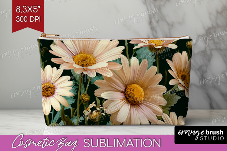 3D Flowers Cosmetic Bag - Summer Makeup Bag PNG Sublimation