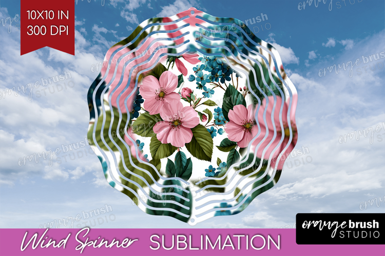 3D Flowers Wind Spinner Sublimation PNG - Summer Round